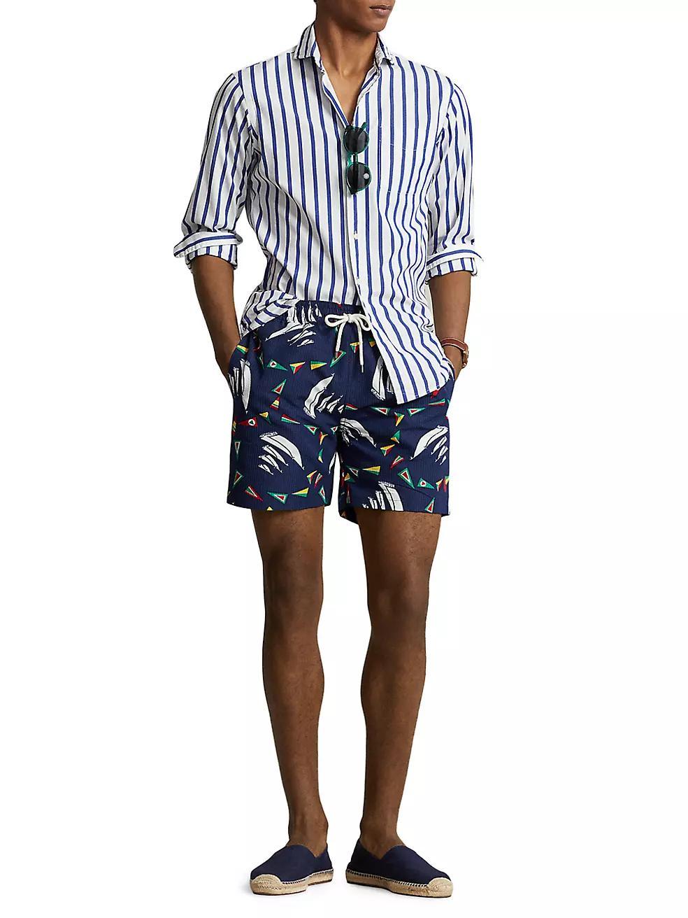 Graphic Seersucker Swim Trunks Product Image