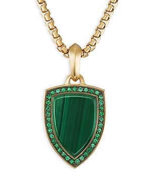 David Yurman Shield Amulet in 18K Yellow Gold with Malachite and Pave Emeralds Product Image