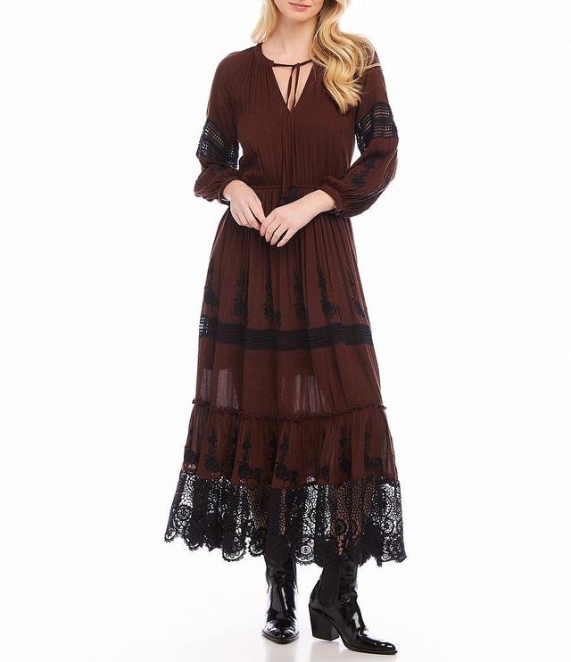 Karen Kane Lace V-Neck Long Sleeve Maxi Dress Product Image