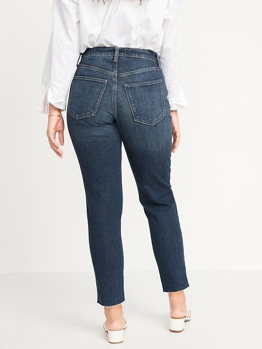 Curvy High-Waisted OG Straight Ripped Cut-Off Jeans Product Image