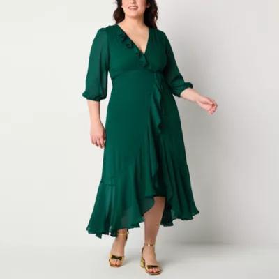 Danny & Nicole Womens 3/4 Sleeve Maxi Dress Plus Product Image