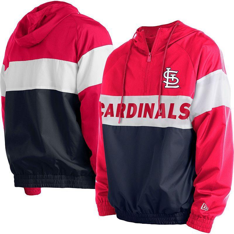 Mens New Era St. Louis Cardinals Raglan Quarter-Zip Hoodie Blue Product Image