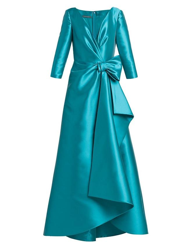 Womens Satin Wrap Bow Gown Product Image