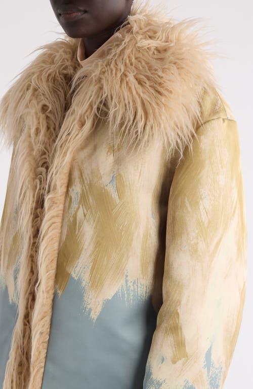 DRIES VAN NOTEN Printed Faux Fur-trimmed Jacket In 103 Beige Product Image