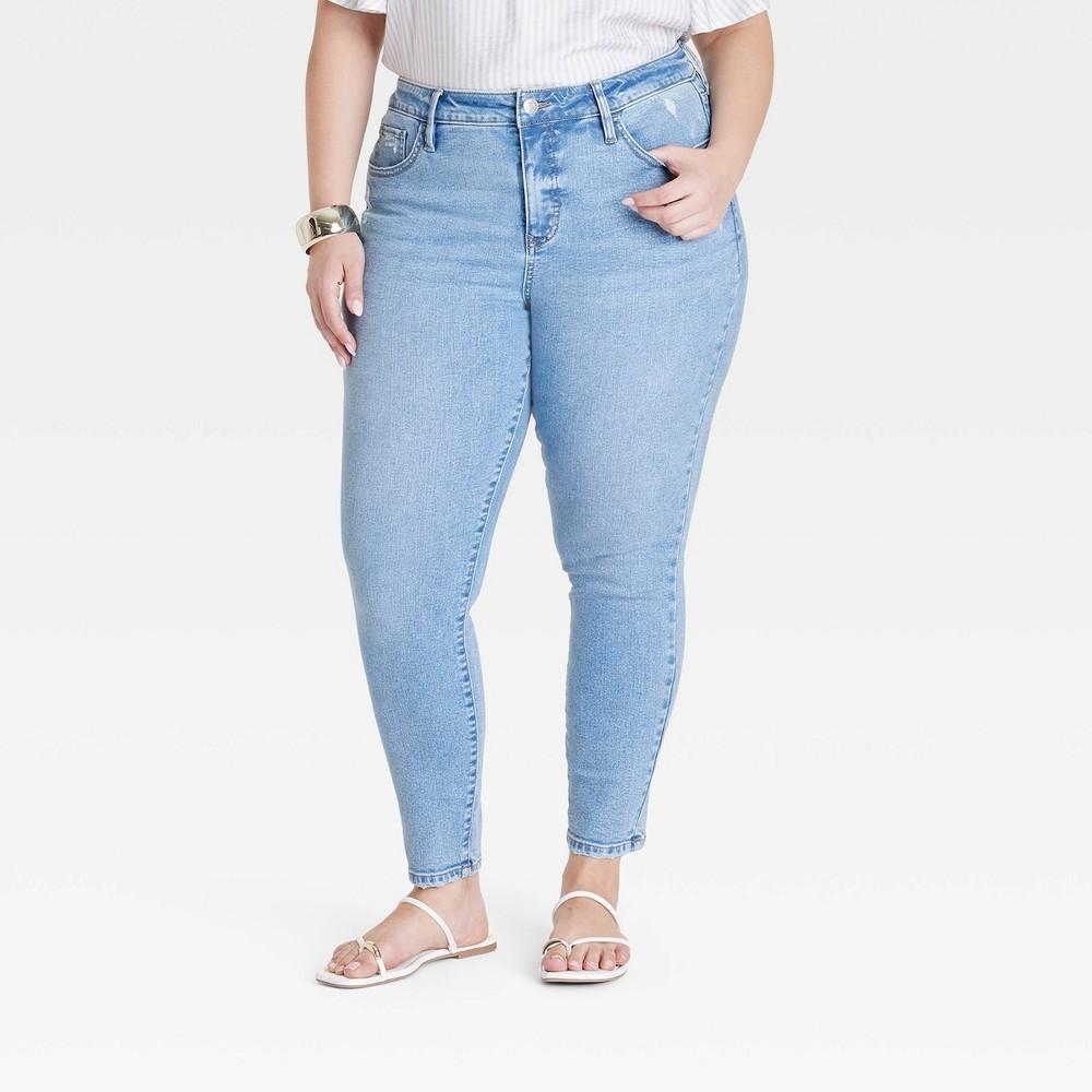 Womens Mid-Rise Skinny Jeans - Ava & Viv Light Blue 30 Product Image