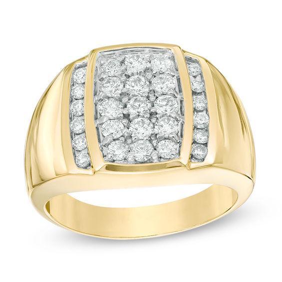 Men's 1 CT. T.w. Composite Rectangle Diamond Ring in 10K Gold Product Image