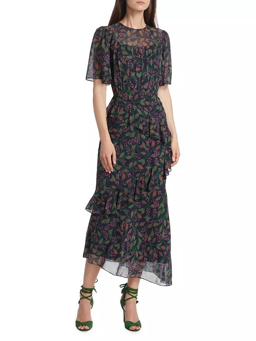 Vida Ruffled Silk Georgette Midi-Dress Product Image