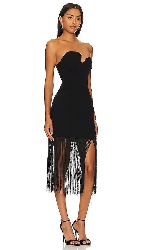 Womens Puzzle Fringe-Trimmed Strapless Midi-Dress Product Image