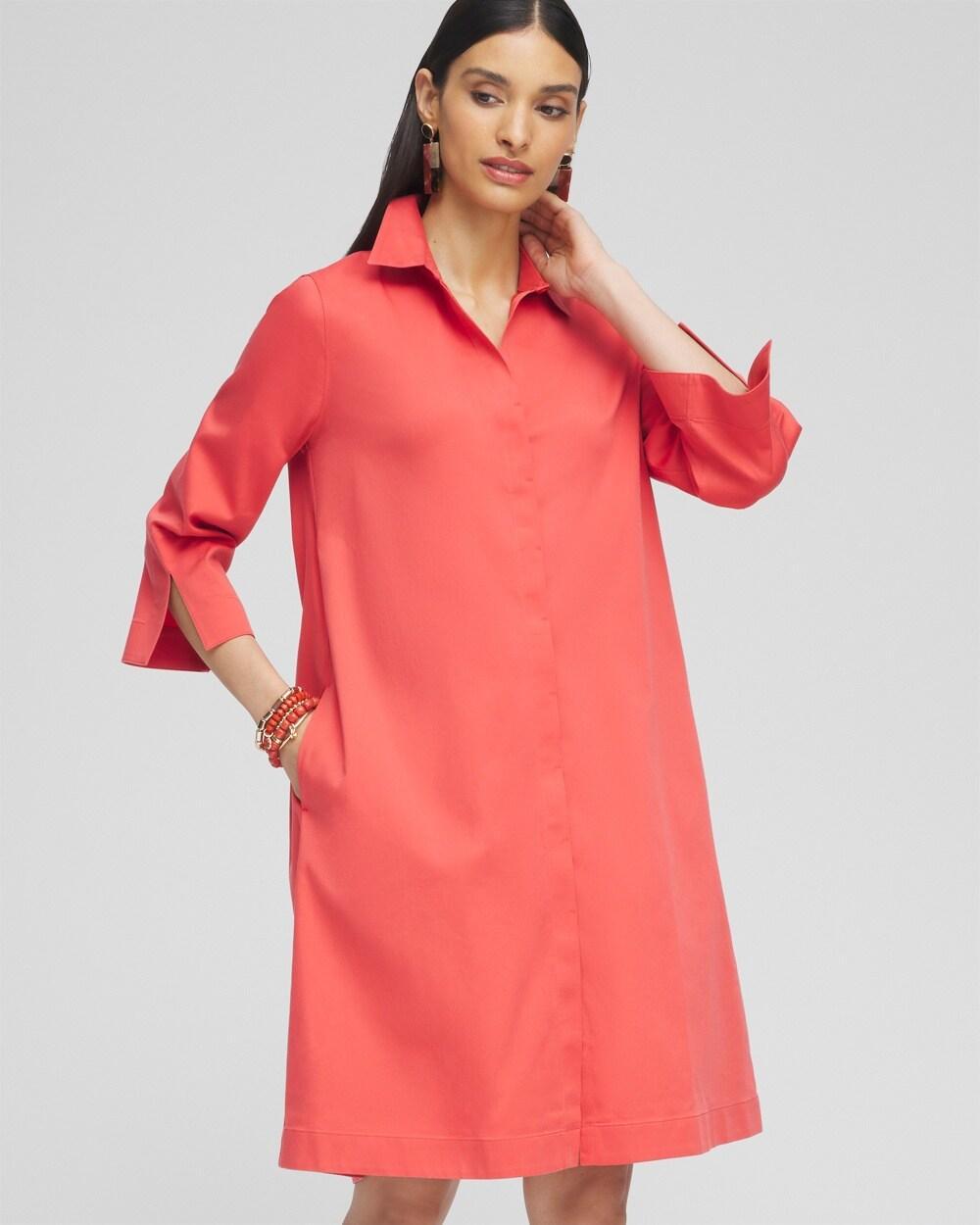 Women's Petite No Iron Shirt Dress Product Image