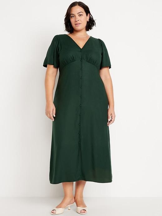 Button-Down Crepe Midi Dress Product Image