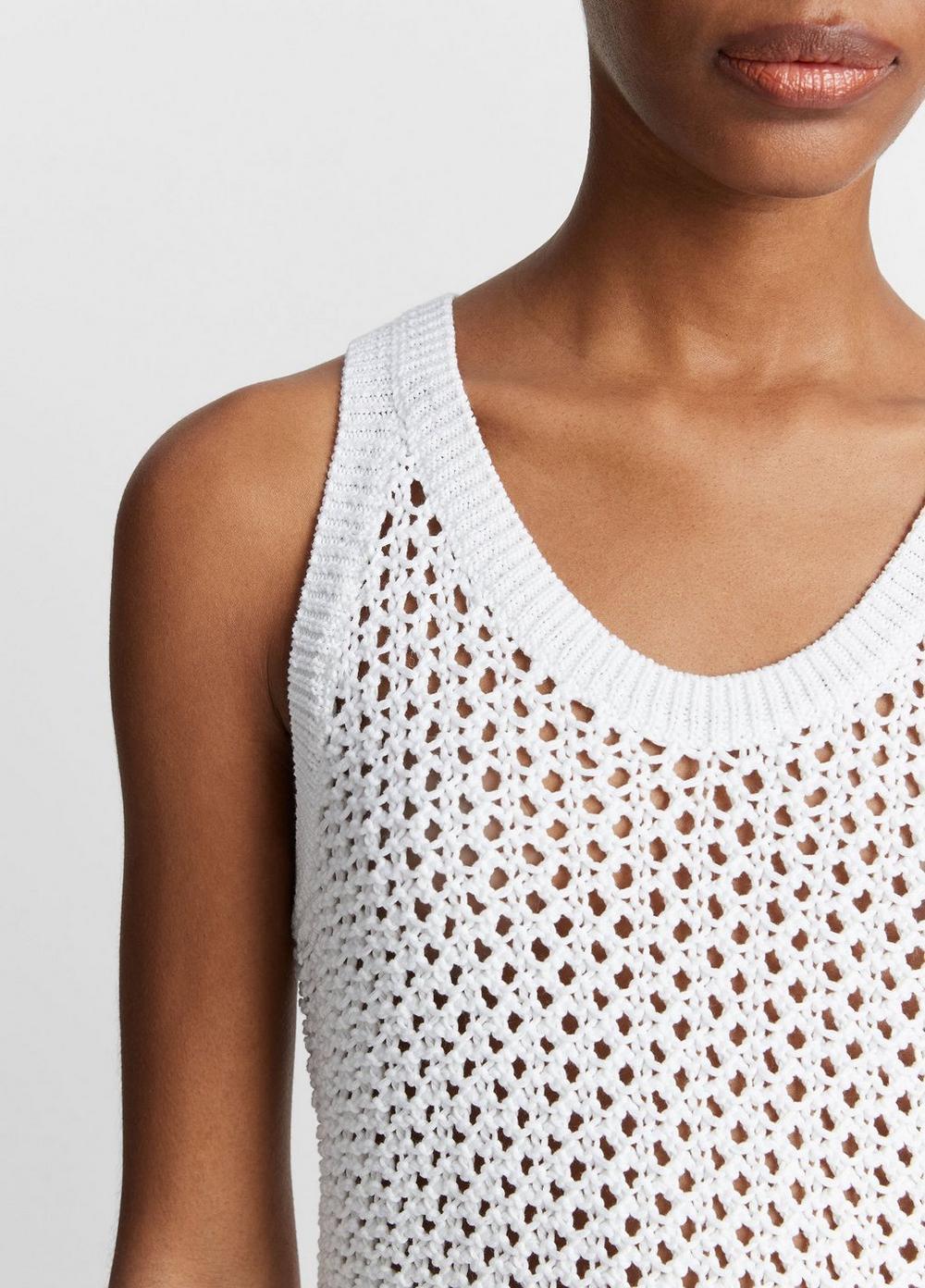 Mesh-Stitch Cotton Sweater Tank Product Image