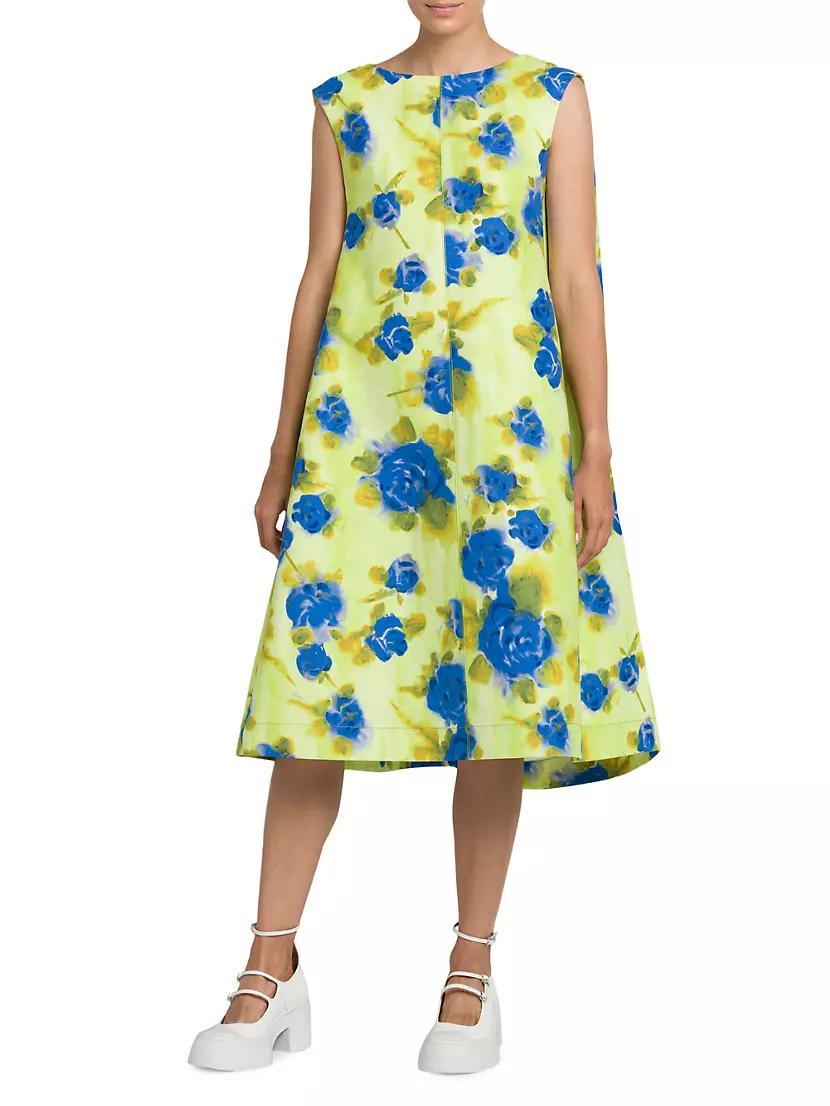 A-Line Floral Cotton Midi-Dress Product Image