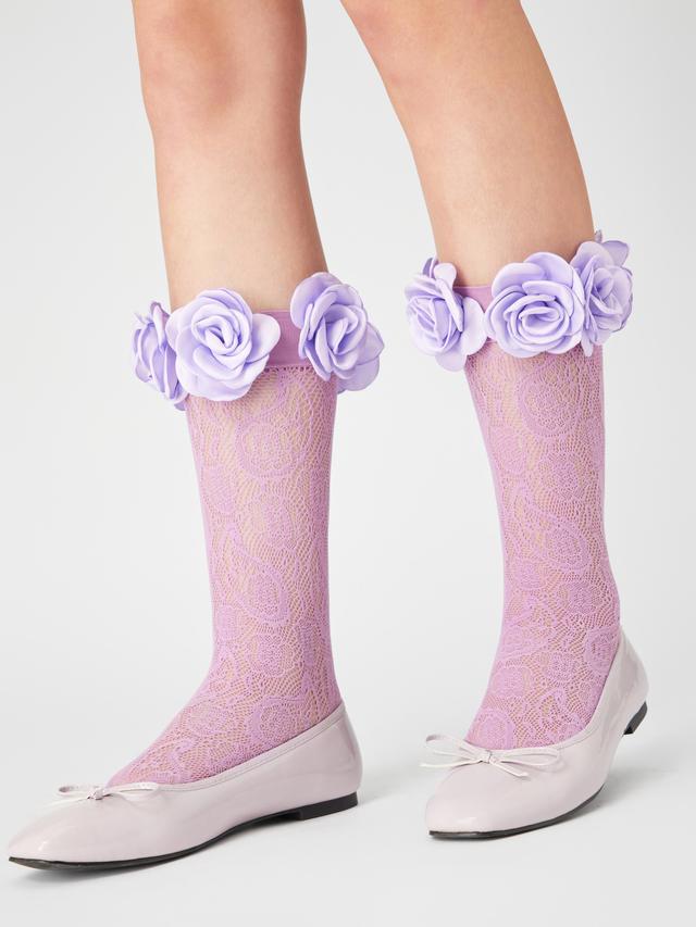 FLORAL TRIM CREW SOCKS Product Image