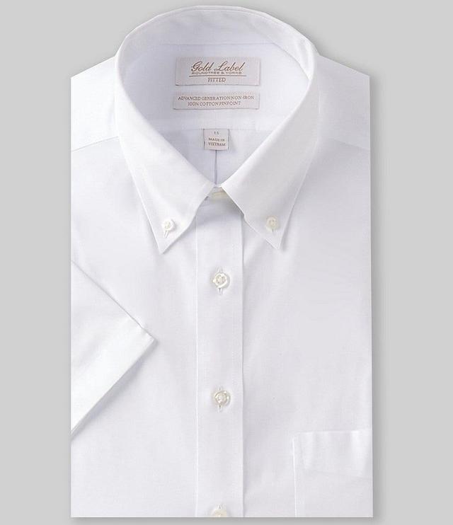 Gold Label Roundtree & Yorke Fitted Non-Iron Solid Short-Sleeve Button-Down Collar Dress Shirt Product Image