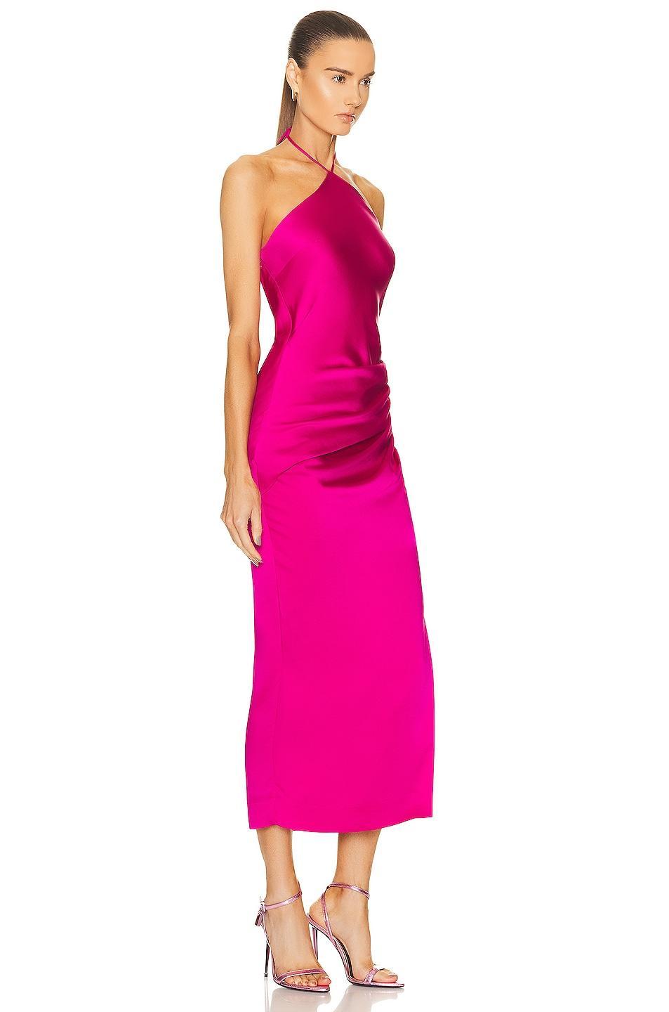 SIMKHAI Hansel Satin Dress in Fuschia. - size 2 (also in 4) Product Image