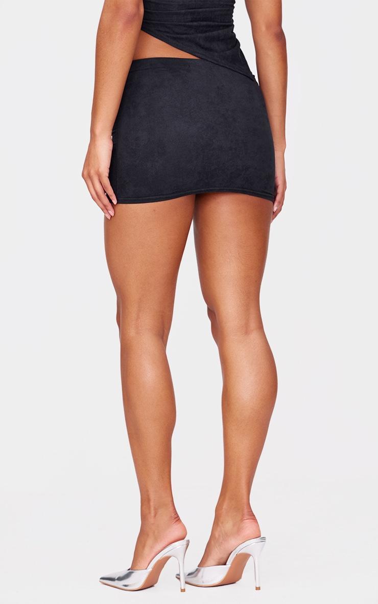 Black Faux Suede Low Rise Micro Mini Skirt Product Image