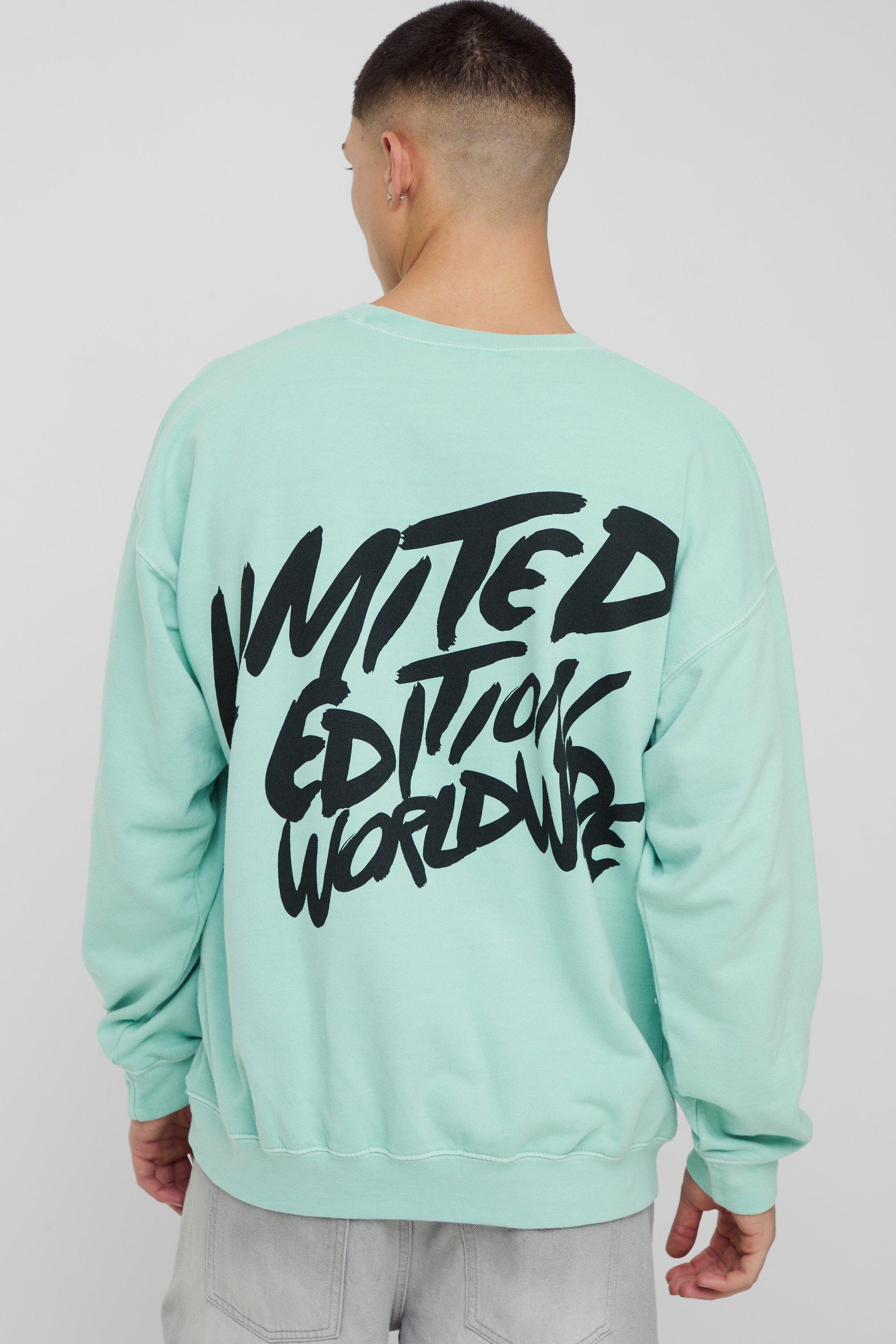 Mens Green Oversized Washed Limited Edition Sweatshirt, Green Product Image