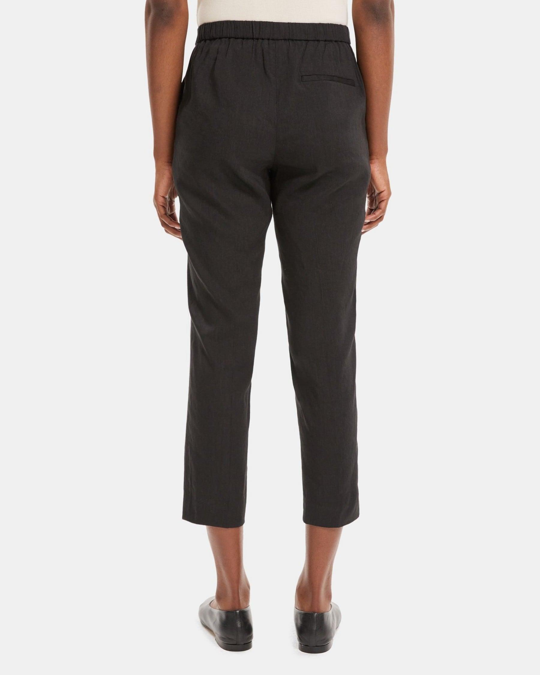 Slim Cropped Pull-On Pant in Linen-Blend Product Image