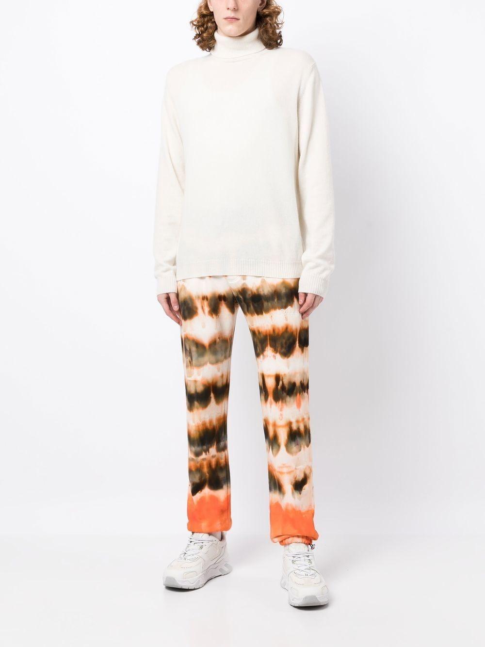 Tie-dye Print Cotton Track Pants In Brown Product Image