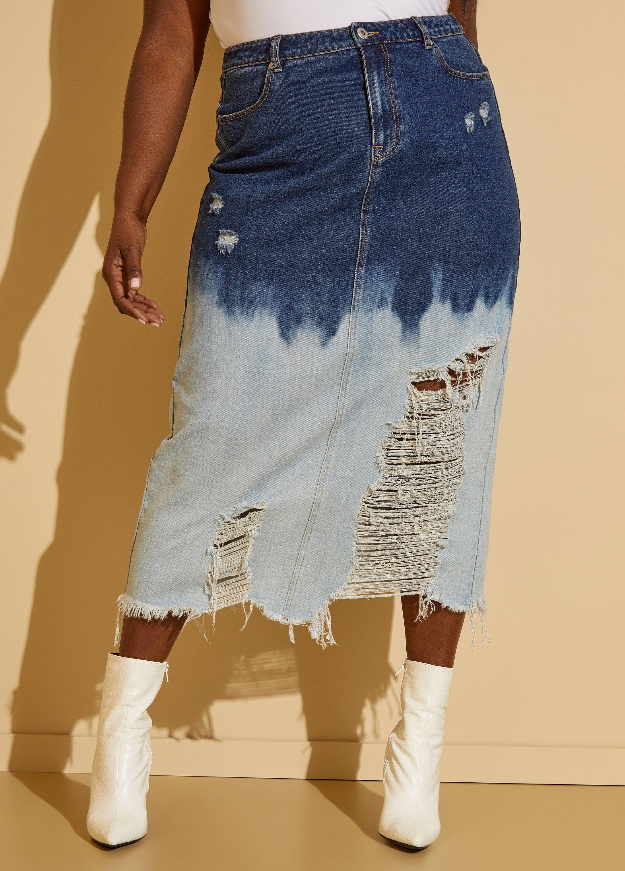 Ombre Denim Maxi Skirt Product Image