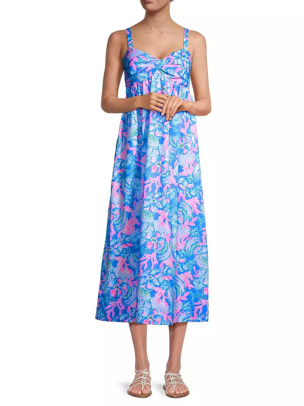 Azora Cotton Floral Midi-Dress Product Image