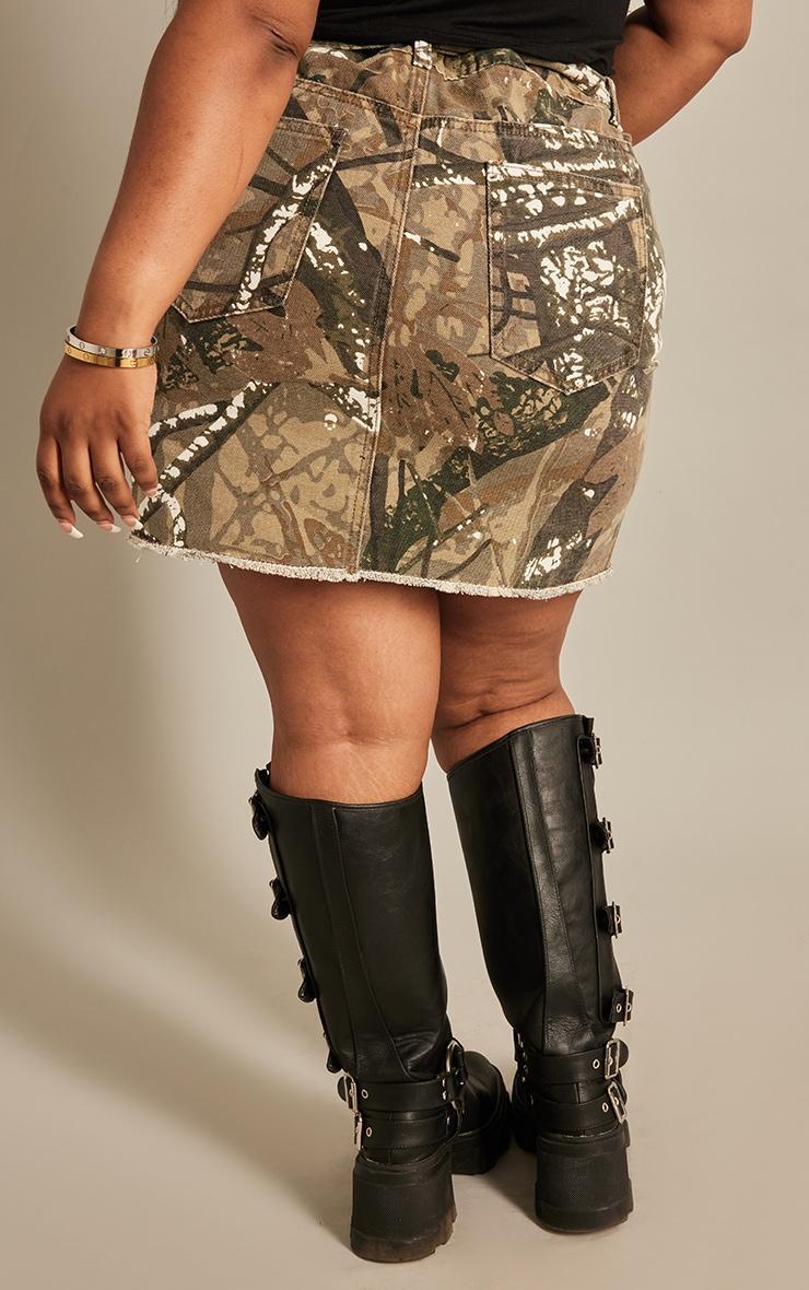 Plus Khaki Camo Print Belted Cargo Mini Skirt product image