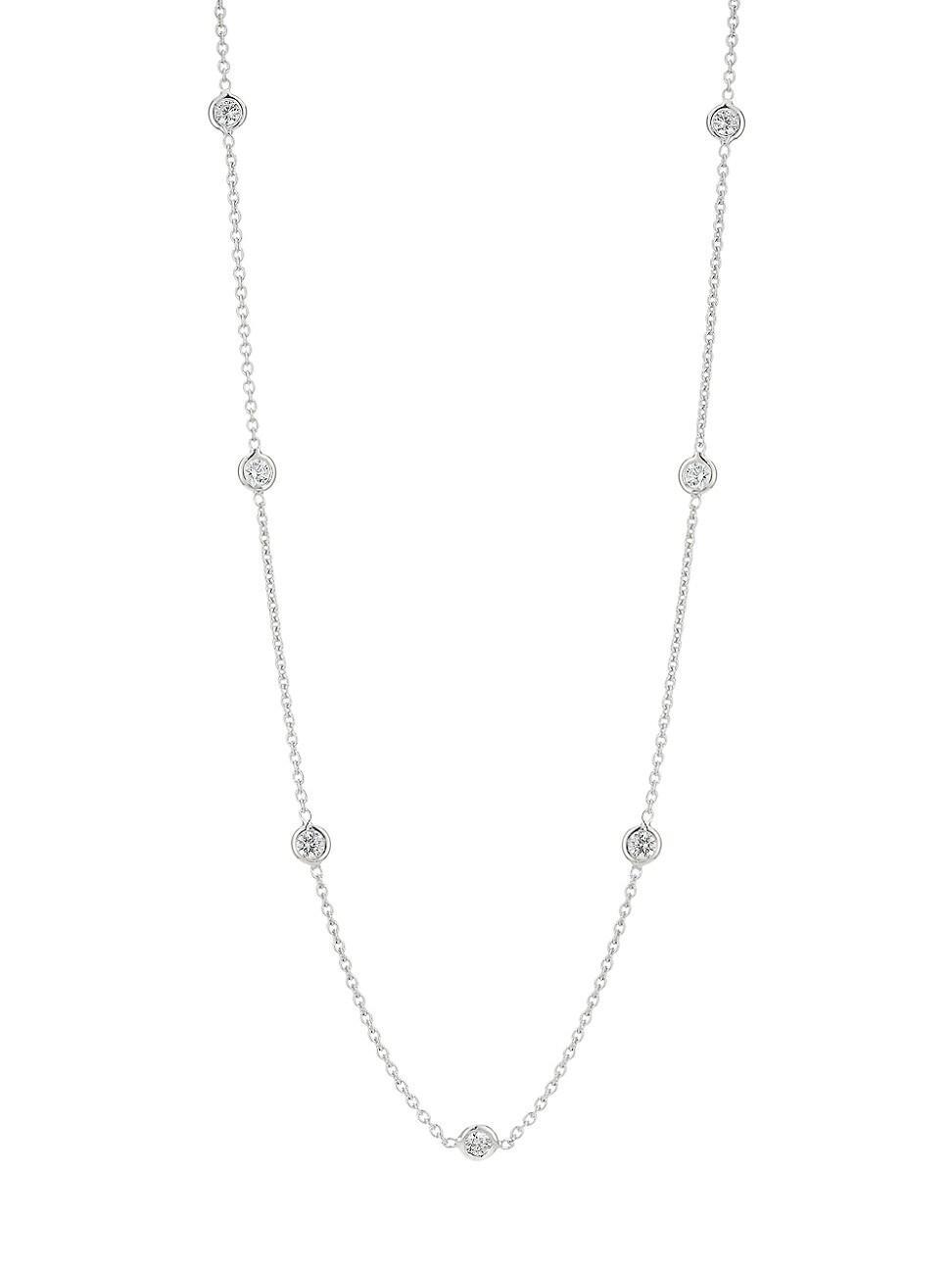 Womens 18K White Gold & 0.7 TCW Diamond Station Necklace Product Image