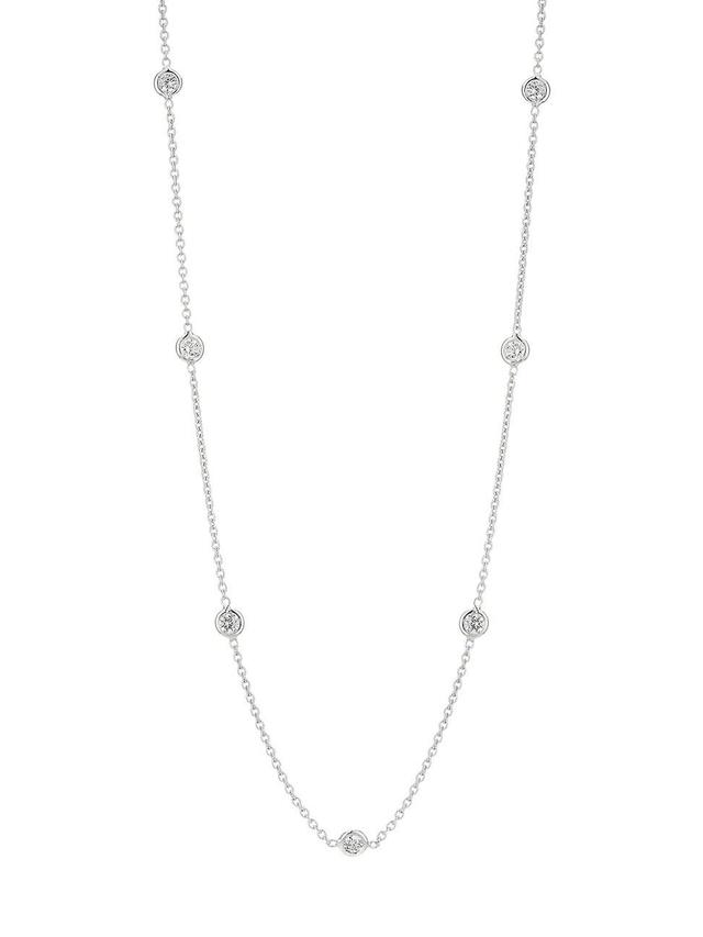 Womens 18K White Gold & 0.7 TCW Diamond Station Necklace Product Image