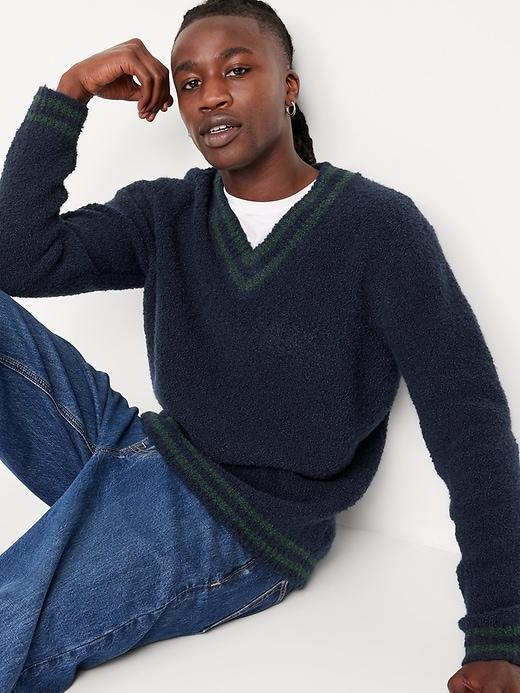 V-Neck Bouclé Sweater Product Image