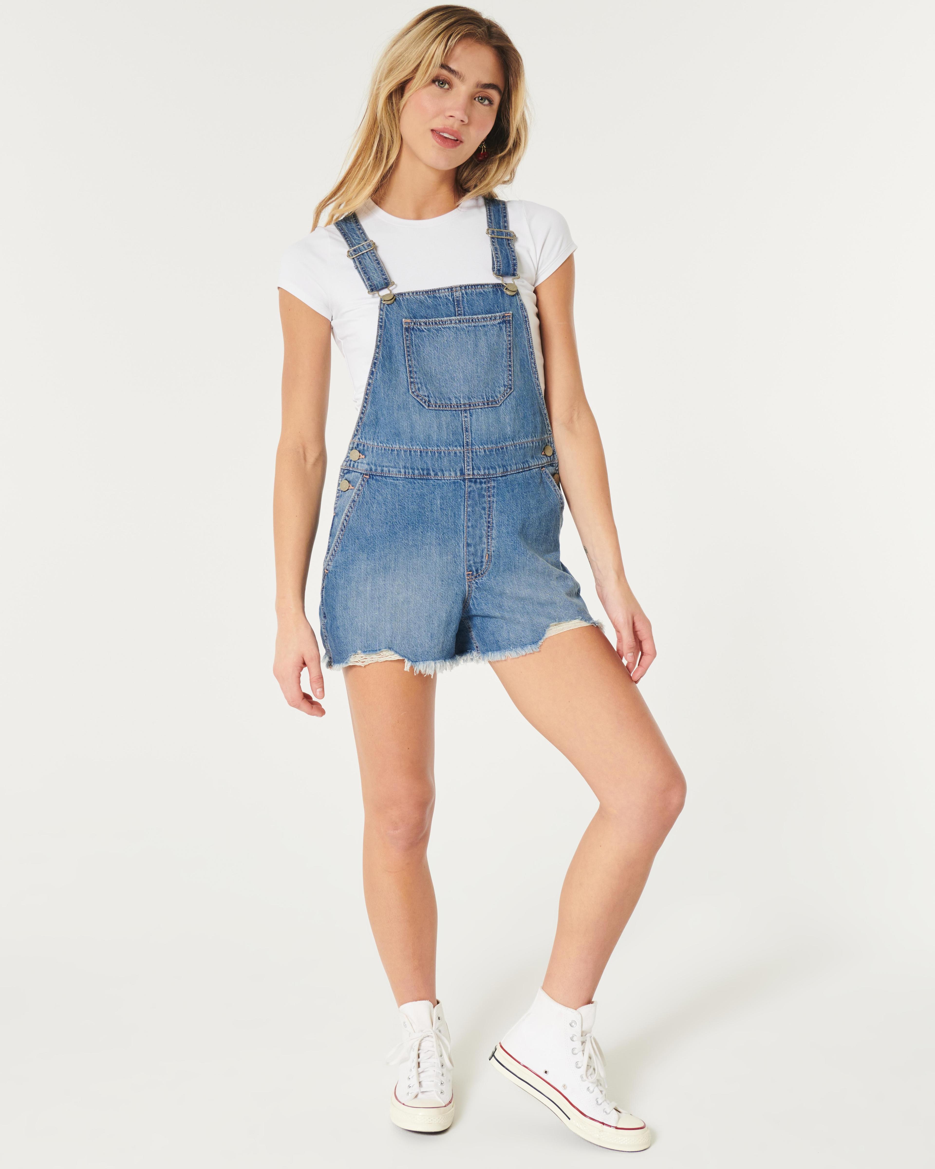 Medium Wash Denim Shortalls Product Image