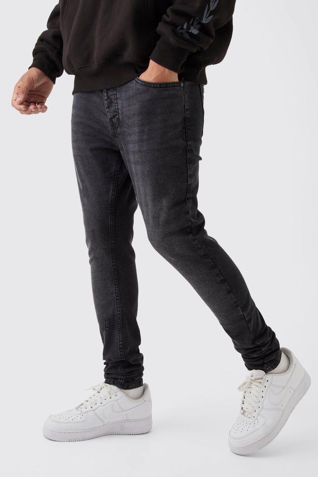 Mens Black Super Skinny Stretch Jean, Black Product Image