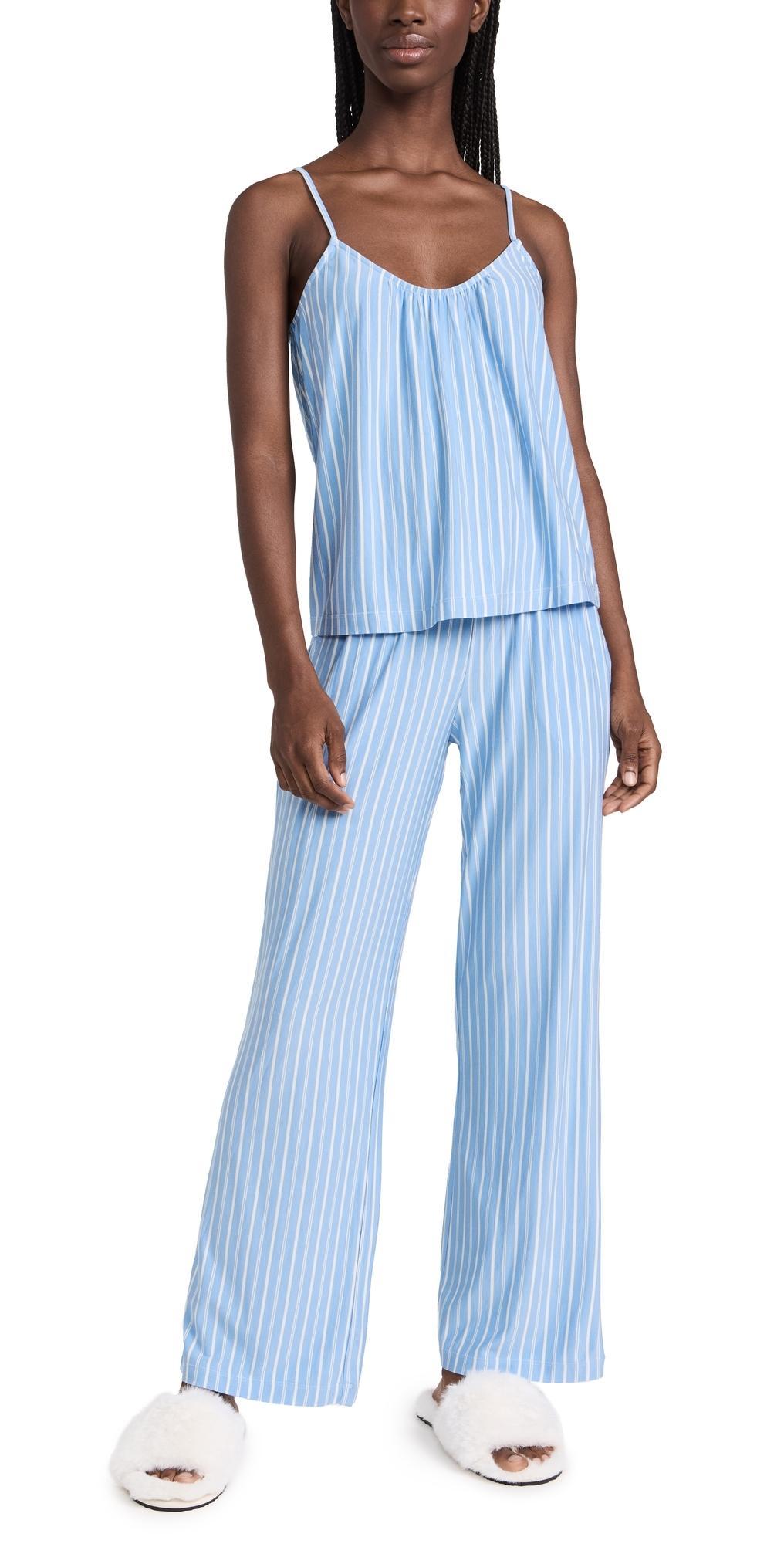 Eberjey The Tencel Modal Cami Pants Pajama Set (Nordic Stripes Vista Ivory) Women's Pajama Sets Product Image