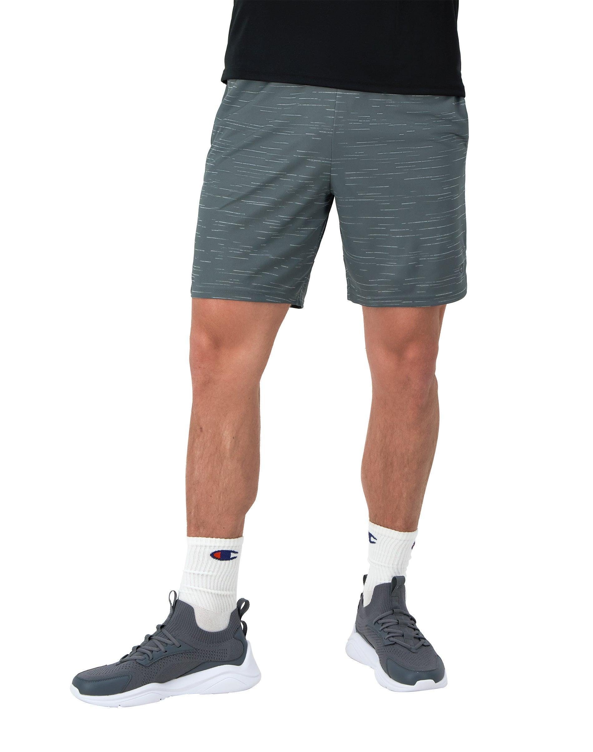 Mens Champion Sport Shorts, Moisture Wicking, Allover Print, 7 Swipe Texture Cool Slate Gray XL Product Image