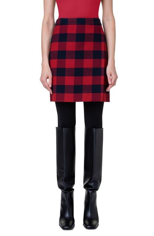 Akris punto Buffalo Plaid Wool & Cotton Wrap Skirt Product Image