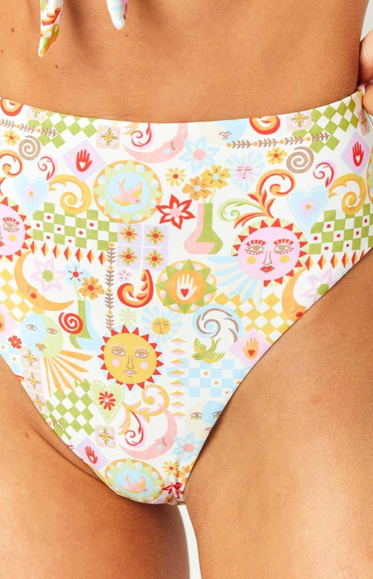 9.0 Swim Majorca Summer Multi Print High Waisted Bikini Bottoms Product Image