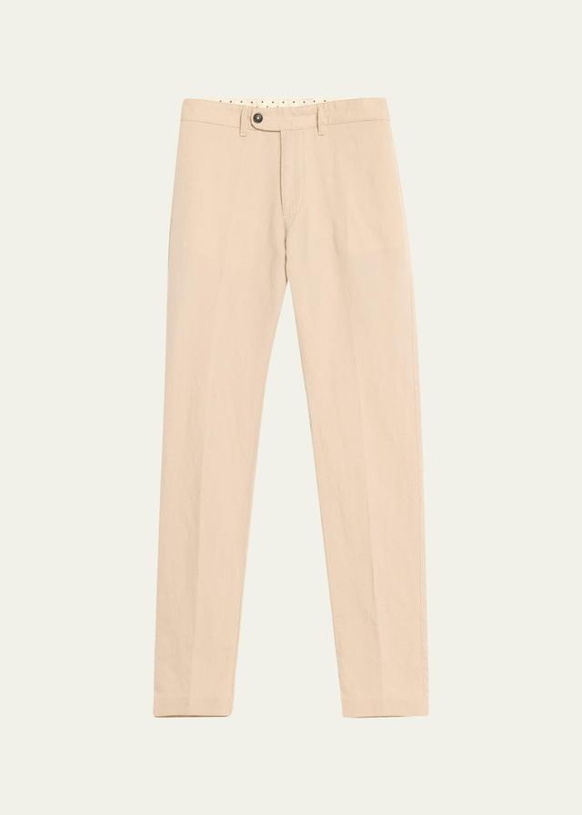 Mens Wool-Linen Slim Fit Flat-Front Trousers Product Image