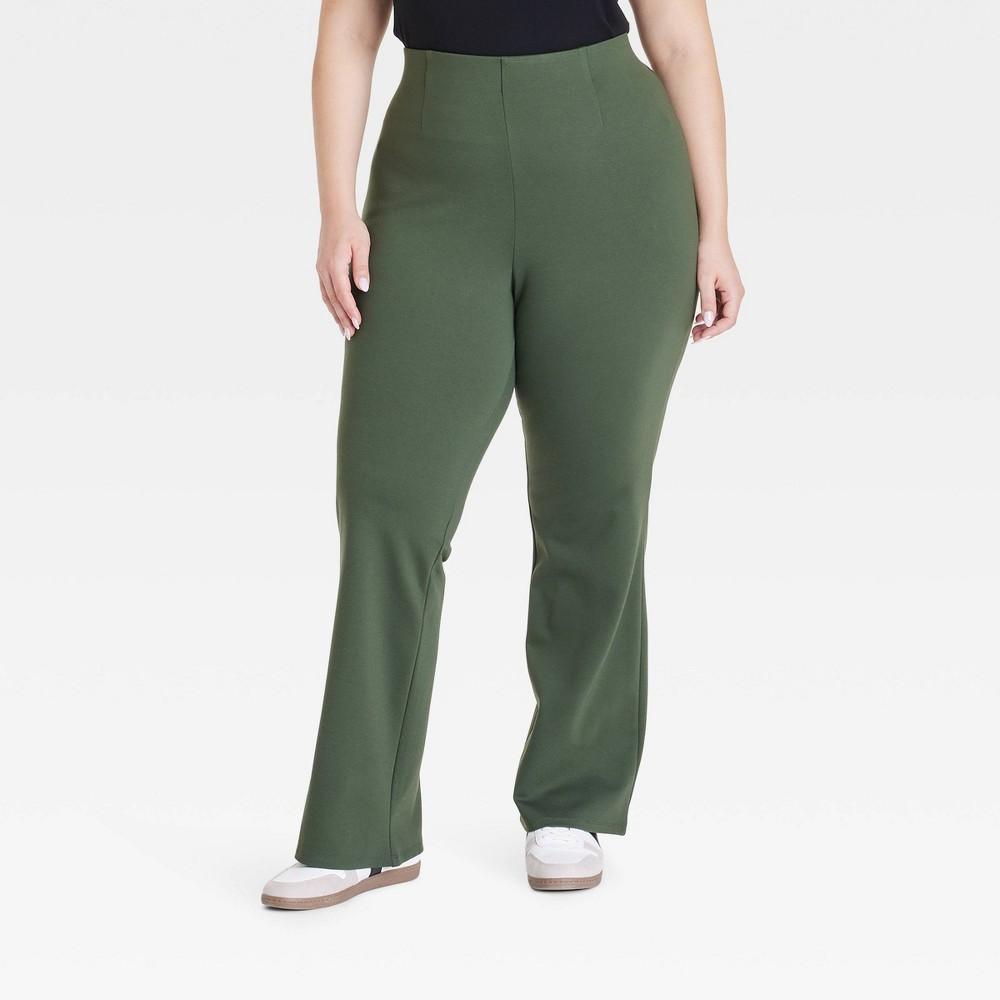 Womens High-Rise Ponte Flare Pull-On Pants - Ava & Viv 1X Product Image