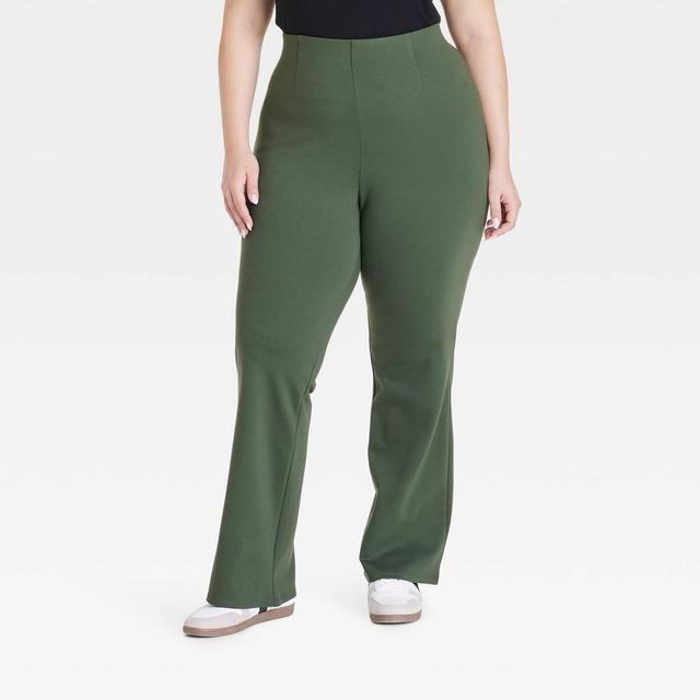 Womens High-Rise Ponte Flare Pull-On Pants - Ava & Viv 3X Product Image