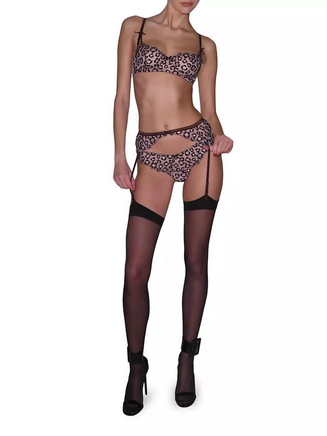 Leopard Embroidered Stretch-Silk Thong Product Image