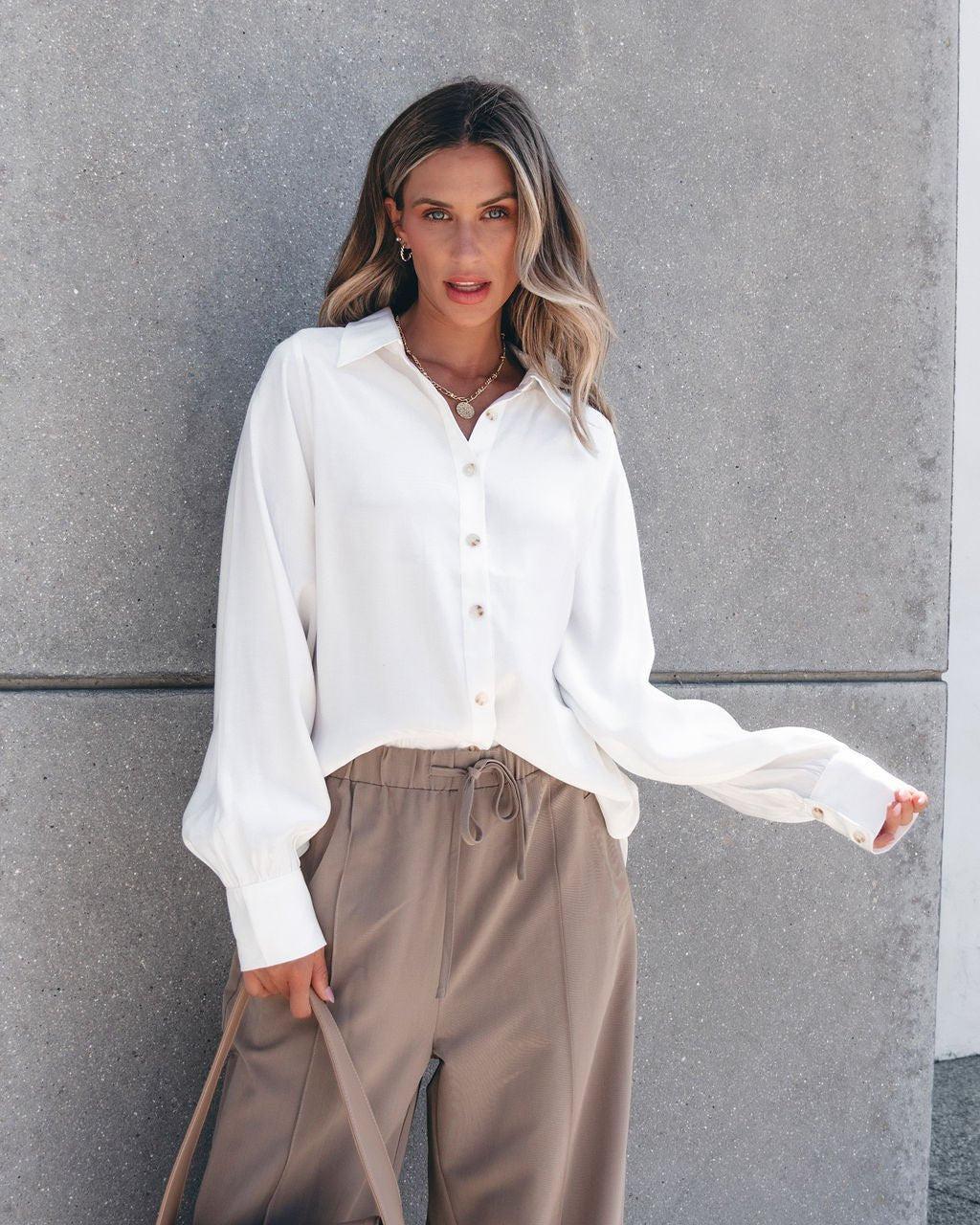 Muse By Magnolia Ivory Button Down Shirt Product Image