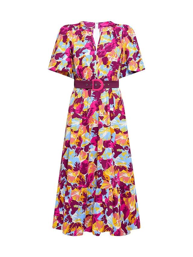 Diane von Furstenberg Polina Floral Belted Stretch Cotton Dress Product Image