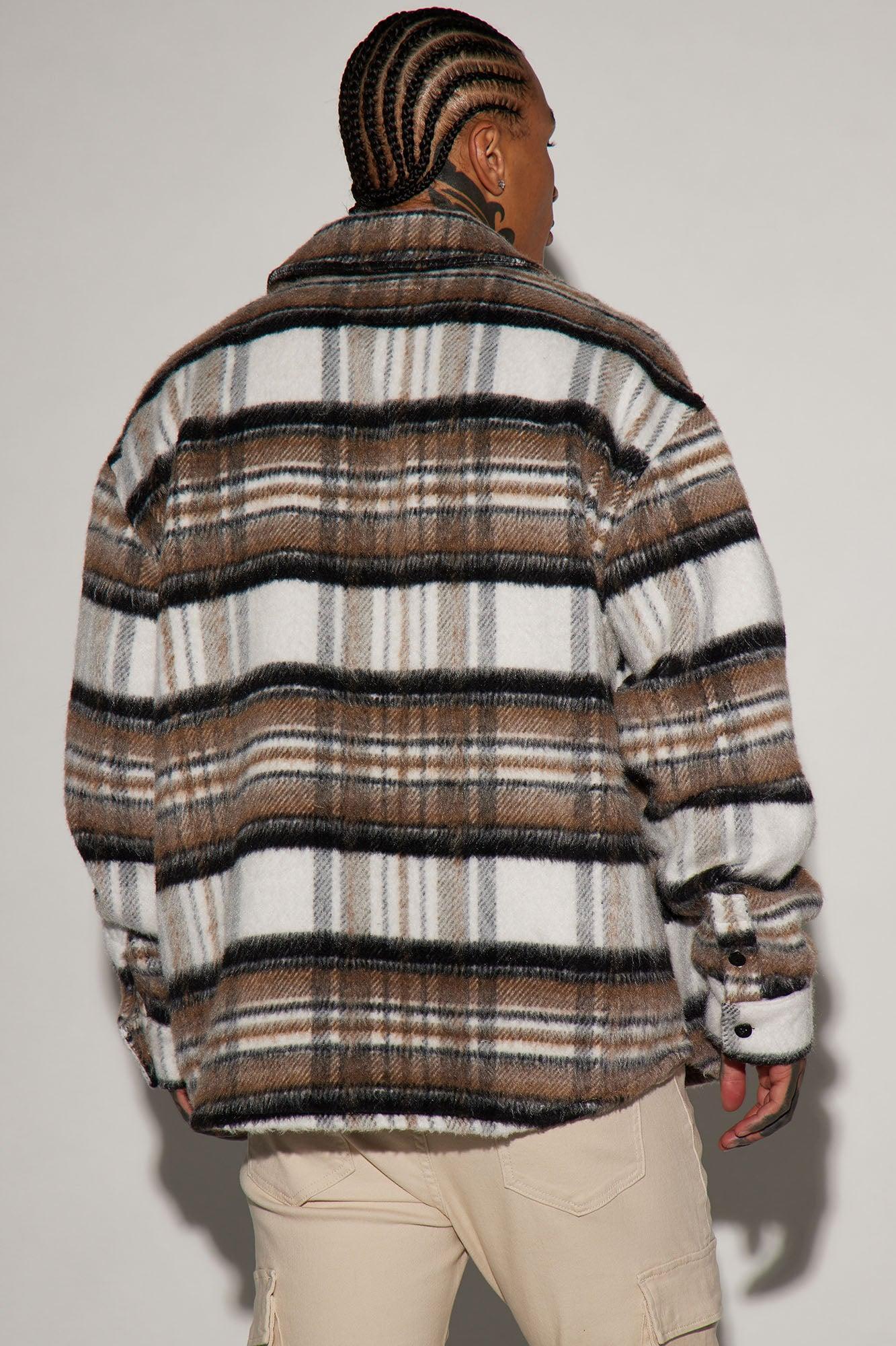 Move Up Plaid Shacket - Taupe/combo Product Image