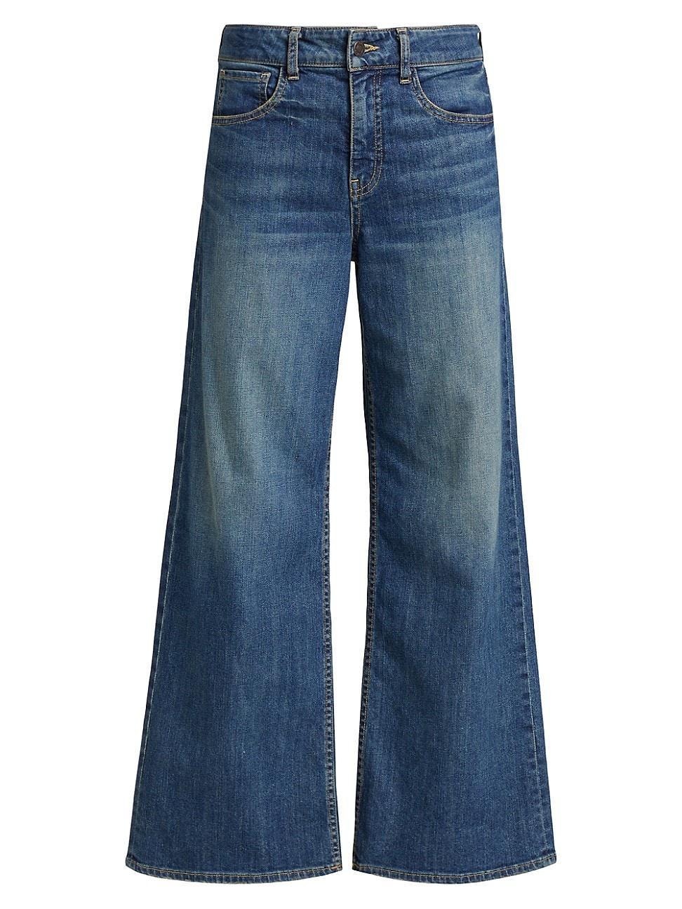 Womens Marlene Mid-Rise Cropped Wide-Leg Jeans Product Image