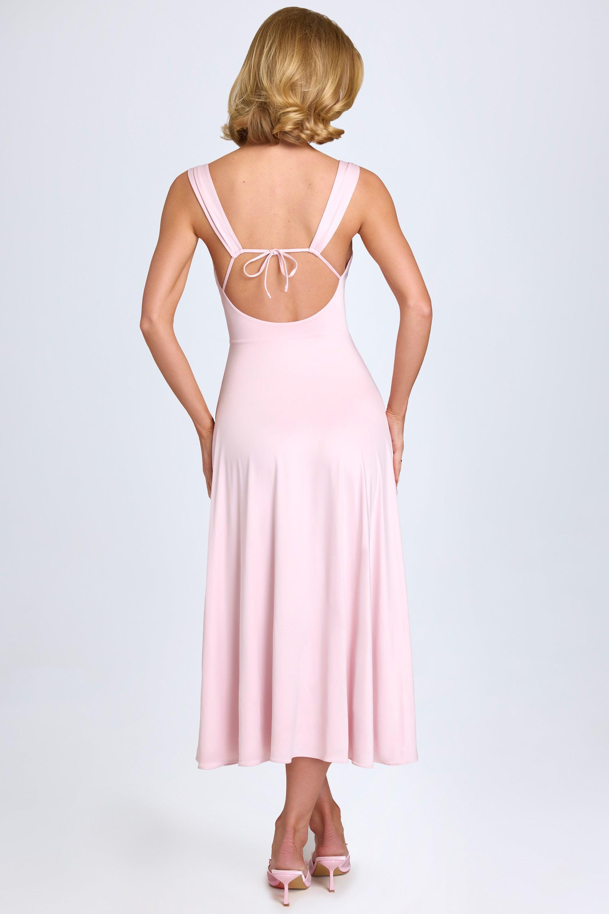 Sweetheart-Neck Ruched Midaxi Dress in Blush Product Image