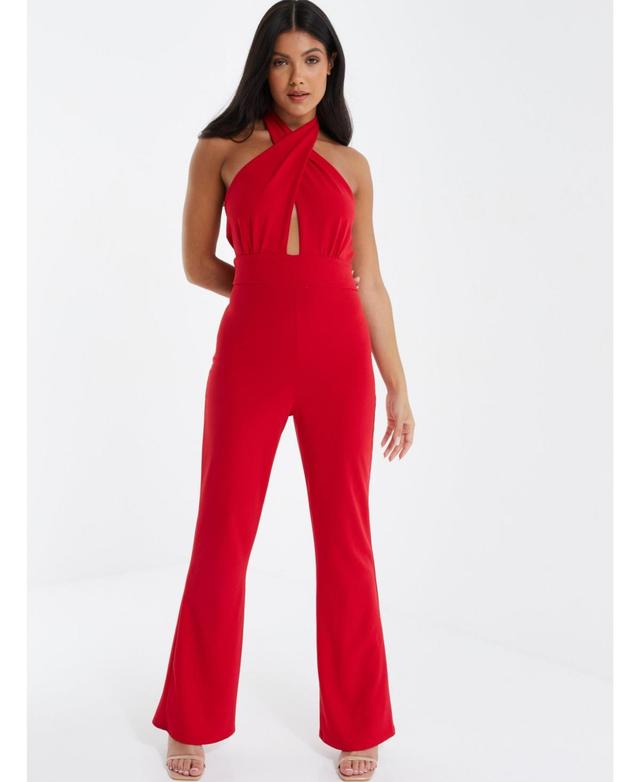 Womens Halter Neck Palazzo Jumpsuit Product Image