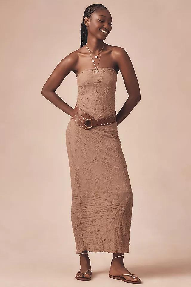 By Anthropologie Strapless Textured Knit Slip Midi Dress Product Image