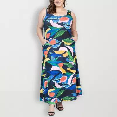 24seven Comfort Apparel Womens Sleeveless Floral Maxi Dress Plus Product Image