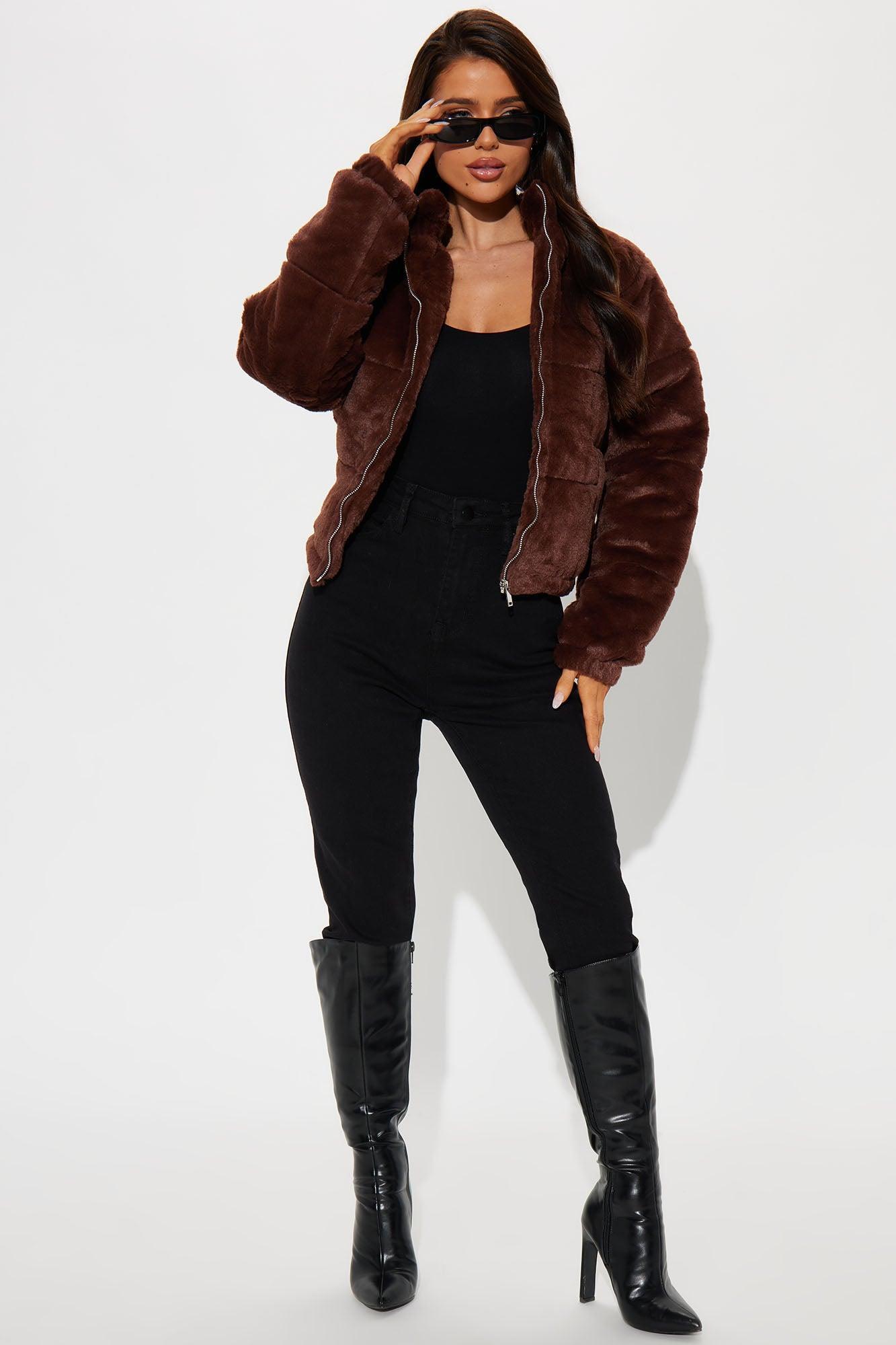 Elizabeth Faux Fur Jacket - Chocolate Product Image