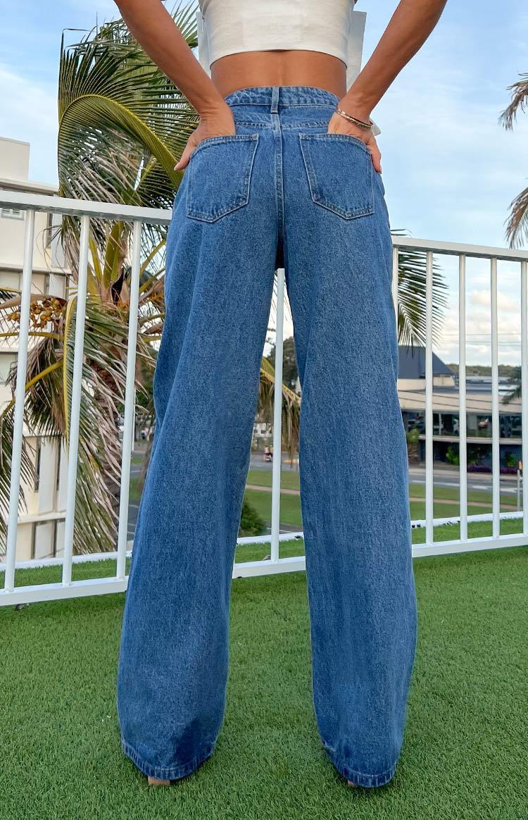 Calliope Mid Wash Mid Rise Slouchy Jeans Product Image