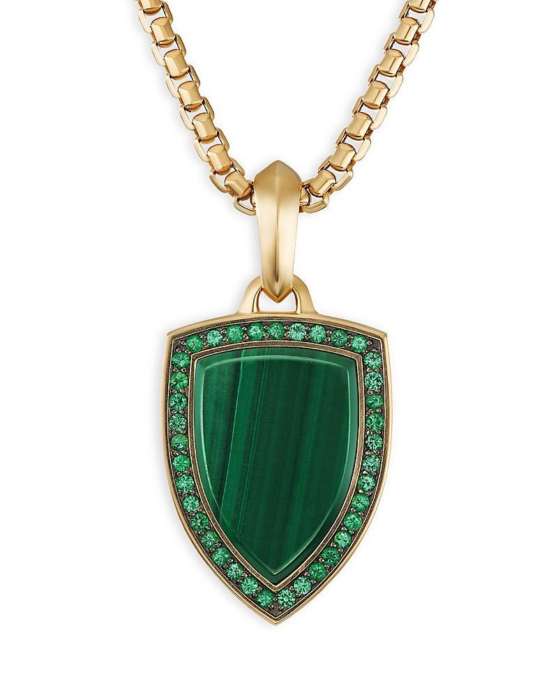 David Yurman Shield Amulet in 18K Yellow Gold with Malachite and Pave Emeralds Product Image